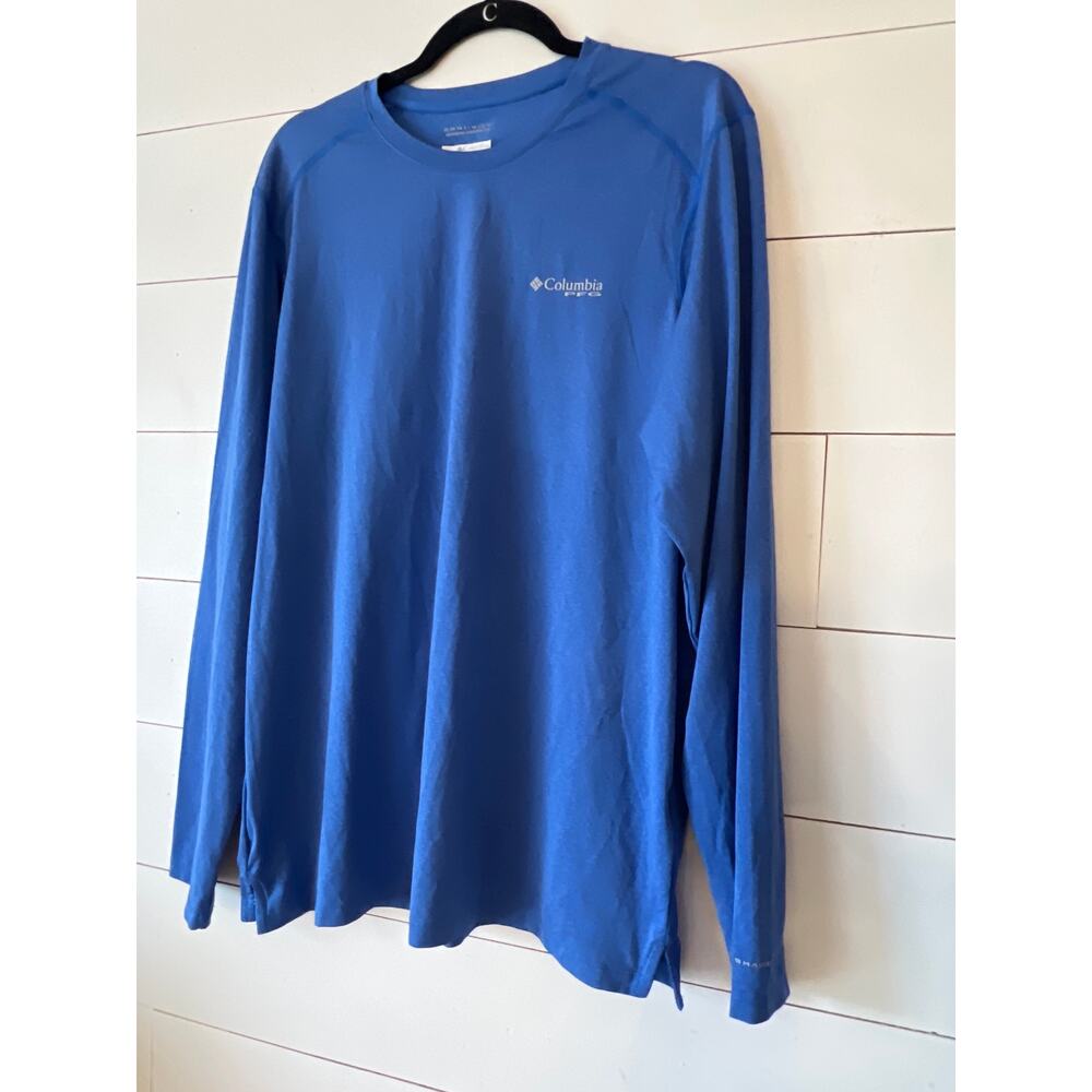 Columbia PFG terminal tackle sun protection fishing longsleeve shirt blue med - Picture 2 of 7
